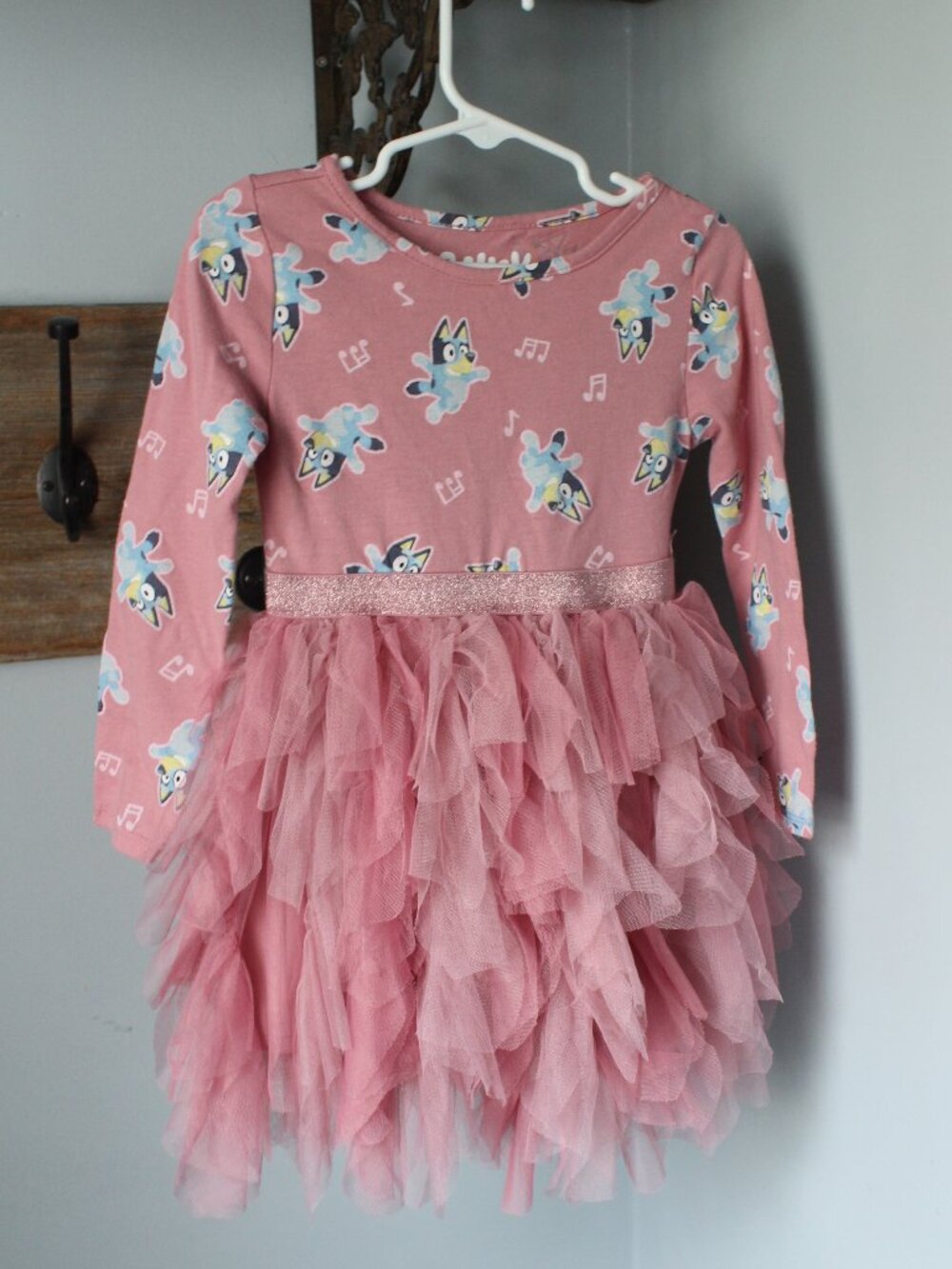 Bluey Size 3 Tulle Dress Pink Long Sleeve